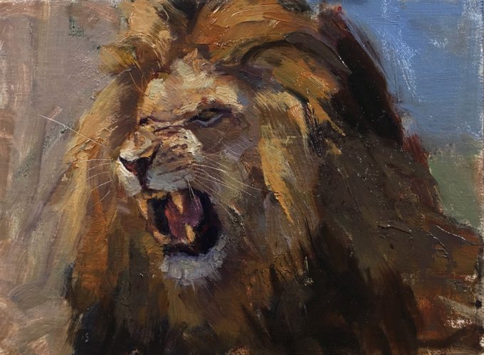 Lion Roaring oil painting
