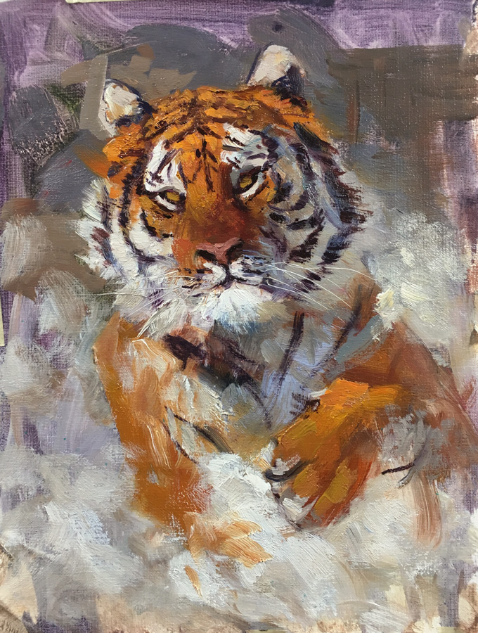 Siberian Tiger in the snow Oil Painting – Dean Adams Art