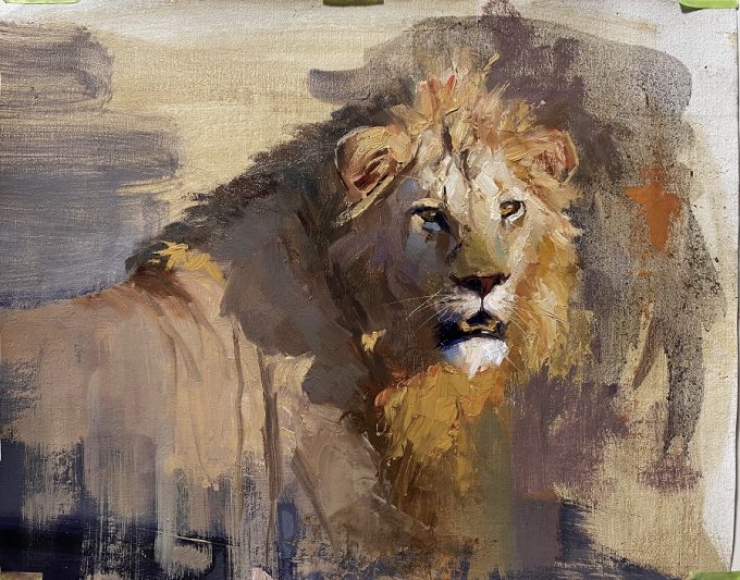 lion oil painting
