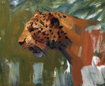 Leopard oil painting